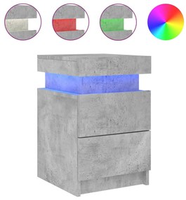 vidaXL Κομοδίνο με Φώτα LED Γκρι Σκυροδέματος 35 x 39 x 55 εκ.
