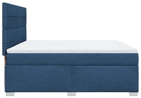 Κρεβάτι Boxspring με Στρώμα Μπλε 180x200 εκ. Υφασμάτινο - Μπλε