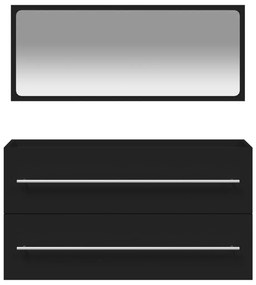 vidaXL Ντουλάπι Μπάνιου με Καθρέφτη Μαύρο από Επεξεργασμένο Ξύλο