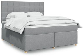 Κρεβάτι Boxspring με Στρώμα Ανοιχτό Γκρι 180x200 εκ. Υφασμάτινο - Γκρι