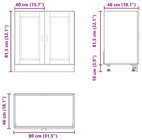 Ντουλάπι βάσης νεροχύτη Porto Δρυς τεχνίτης 80x46x81,5 cm - Καφέ