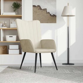 vidaXL Πολυθρόνα Relax Λευκό Κρεμ Βελούδινη