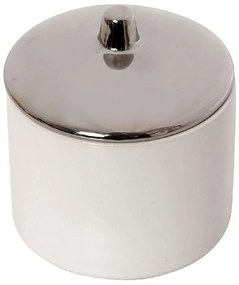 Διακοσμητικό Δοχείο Με Καπάκι ROD201K4 10x10x9cm White-Silver Espiel Πορσελάνη