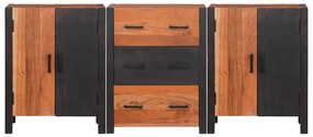 vidaXL Πλαϊνό γραφείο 3 pcs Καφέ 55 x 30 x 75 εκ Μασίφ ξύλο ακακίας