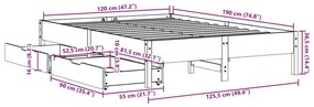 Σκελετός Κρεβ. Χωρίς Στρώμα Καφέ Κεριού 120x190 εκ Μασίφ Πεύκο - Καφέ