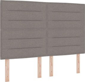 vidaXL LED Κρεβάτι με βάθρο με στρώμα Taupe 140 x 200 cm ύφασμα