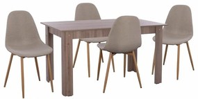 Τραπεζαρία HM11618.07 (Σετ 5τμχ) 140x80x77 Light Beige 4 Θέσεων
