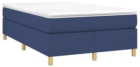 vidaXL Κρεβάτι Boxspring με Στρώμα Μπλε 120x190 εκ. Υφασμάτινο