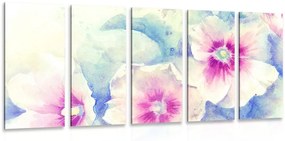 5 μέρος εικόνα ακουαρέλα εικονογράφηση ροζ λουλούδια