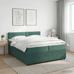 vidaXL Κρεβάτι box spring με στρώμα Σκούρο Πράσινο 200 x 200 cm