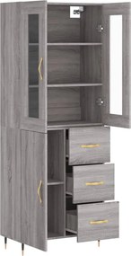 vidaXL Ντουλάπι Γκρι Sonoma 69,5 x 34 x 180 εκ. Επεξεργασμένο Ξύλο