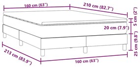 Κρεβάτι Boxspring με Στρώμα Σκούρο Γκρι 160x210 εκ. Βελούδινο - Γκρι