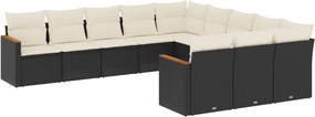 vidaXL Patio Sofa Set 11-θέσια Black and Cream
