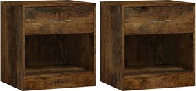 vidaXL Κομοδίνα με Συρτάρι 2 τεμ. Καπνιστή Δρυς