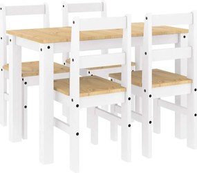 vidaXL Σετ Τραπεζαρίας 5 Τεμαχίων Panama από Μασίφ Ξύλο Πεύκου Λευκό