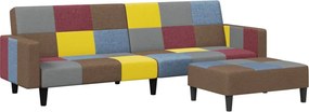 vidaXL Καναπές Κρεβάτι Διθέσιος με Υποπόδιο Patchwork Υφασμάτινος