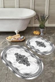 Stewehome Σετ 2 τεμαχίων οβάλ πατάκια μπάνιου με αντιολισθητική βάση Λευκό 60x100x6 cm
