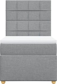 vidaXL Κρεβάτι Boxspring με Στρώμα Ανοιχτό Γκρι 100x200 εκ. Υφασμάτινο