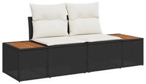 vidaXL Σετ 8 Τεμαχίων Καναπέ Κήπου με Μαξιλάρια Μαύρο Πολυ ρατάν