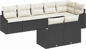 vidaXL Σετ Καναπέ Κήπου 8 pcs Μαύρο και Λευκό συνθετικό ρατάν