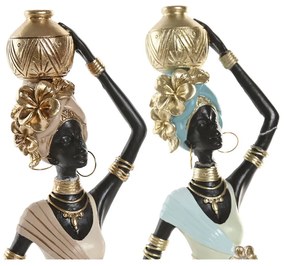 Διακοσμητική Φιγούρα Home ESPRIT Πράσινο Μπεζ Αφρικάνα (x2)