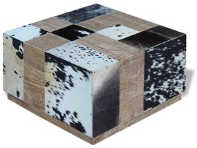 Τραπεζάκι Σαλονιού 60 x 60 x 36 εκ. από Γνήσιο Δέρμα Αγελάδας - Πολύχρωμο