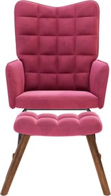 vidaXL Κουνιστή πολυθρόνα με σκαμνί Wine Red Velvet
