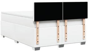 vidaXL Κρεβάτι Boxspring με Στρώμα Λευκό 140x190εκ.από Συνθετικό Δέρμα