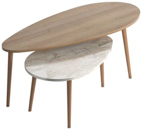 Τραπέζι σαλονιού Monty pakoworld oak-μπεζ μαρμάρου 116x46x46εκ Model: 185-000067