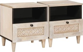 vidaXL Κομοδίνο 2 pcs Λευκό 40 x 33 x 46 εκ. Επεξεργασμένο Ξύλο