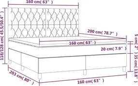 vidaXL Κρεβάτι Boxspring με Στρώμα Μπλε 160x200 εκ. Υφασμάτινο