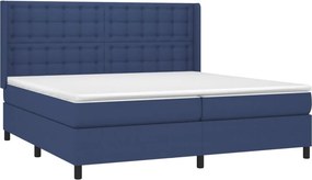 vidaXL Κρεβάτι Boxspring με Στρώμα Μπλε 200x200 εκ. Υφασμάτινο