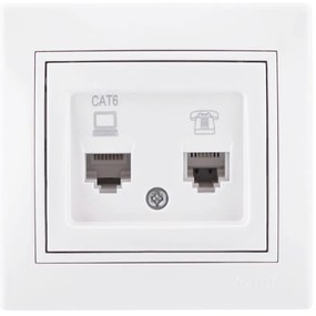 Lezard Πρίζα RJ11+RJ45 Cat 6 Λευκό Mira (Πλήρης) 701.0202144