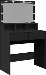 vidaXL Μπουντουάρ με LED Μαύρο 80x41x144,5 εκ.