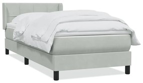 vidaXL Κρεβάτι Boxspring με Στρώμα Ανοιχτό Γκρι 80x210 εκ. Βελούδινο