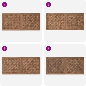 vidaXL Κεφαλάρι Επιτοίχιο Φυσικό 120 cm Στερεό Ξύλο Τίκ