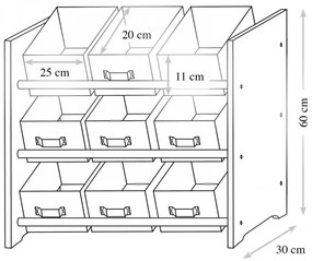 Ντουλάπι αποθήκευσης Kesper 1771613, Για παιδικό δωμάτιο, 9 υφασμάτινα κουτιά, 3 επίπεδα, Εικονογράφηση, Γκρι