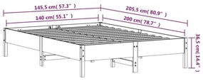 Σκελετός Κρεβ. Χωρίς Στρώμα Λευκό 140x200 εκ Μασίφ Πεύκο - Λευκό