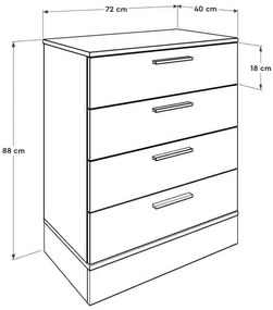 Συρταριέρα Base Megapap χρώμα oak - λευκό 72x40x88εκ.