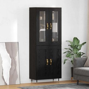 vidaXL Highboard 2 pcs Μαύρη Οξυά Επεξεργασμένο ξύλο