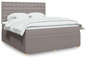 Κρεβάτι Boxspring με Στρώμα Taupe 180x200 εκ. Υφασμάτινο - Μπεζ-Γκρι