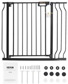 VEVOR Baby Gate, 29.5&quot;-39&quot; Extra Wide, 30&quot; High, Dog Gate for Stairs Doorways and House, Easy Step Walk Thru Auto Close Child Gate Pet Security Gate with Pressure Mount Kit and Wall Mount Kit, Black