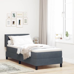 vidaXL Κρεβάτι Box Spring με Στρώμα Σκούρο Γκρί 80x200 εκ Βελούδο