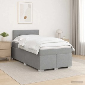vidaXL Κρεβάτι Box Spring με Στρώμα και LED Ανοιχτό γκρι 120 x 200 cm