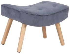 WOODWELL Ε7141,51ALMA Σκαμπό - Υποπόδιο, Ύφασμα Velure Ανοιχτό Μπλε, Πόδια Φυσικό, K/D 52x38x35cm Ε7141,51