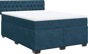 vidaXL Κρεβάτι Boxspring με Στρώμα Μπλε 140x200 εκ. Βελούδινο