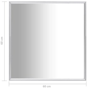 vidaXL Καθρέφτης Ασημένιος 60 x 60 εκ.