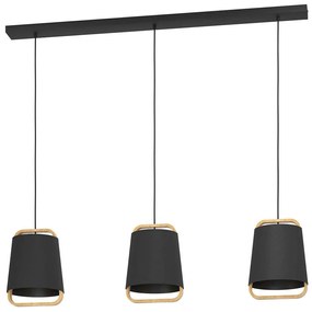 Φωτιστικό Οροφής - Ράγα Camaloza 390186 127,5x22,5x150cm 3xE27 40W Black-Brown Eglo Steel,Fabric,Wood