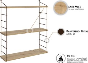Wall Shelf Armoni 3'lü - Oak Oak
