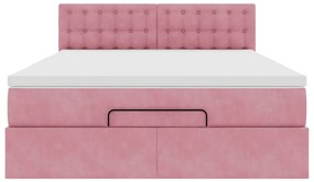 vidaXL Οθωμανικό κρεβάτι με στρώμα ροζ 140x200cm Βελούδο